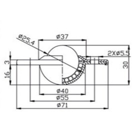 Kugelrolle, 25.4 mm, mit Befestigungsbohrungen und Flansch