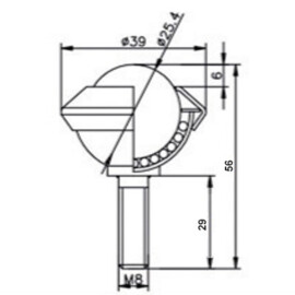 Kugelrolle, 25.4 mm, mit M8 Gewindezapfen