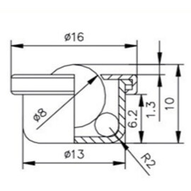 Kugelrolle, 8 mm, mit Flansch