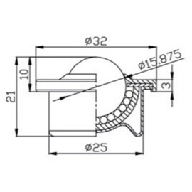 Kugelrolle, 15.875 mm, mit Flansch