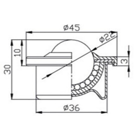 Kugelrolle, 22 mm, mit Flansch