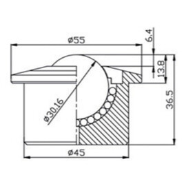 Schwerlast-Kugelrolle, 30.16 mm, mit Flansch, für schwere lasten