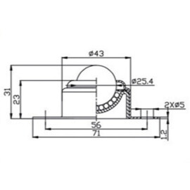 Kugelrolle, 25.4 mm, mit Befestigungsbohrungen und Nylon Kugel