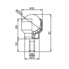 Kugelrolle, 25.4 mm, mit M8 Gewindezapfen