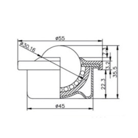 Kugelrolle, 30.16 mm, mit Flansch