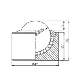 Kugelrolle, 30.16 mm, für Einbaumontage