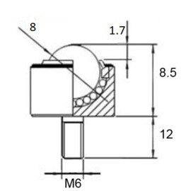 Kugelrolle, 7.93 mm, mit M6 Gewindezapfen