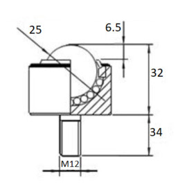 Ball Transfer Unit, 25.4 mm, with M12 threaded end