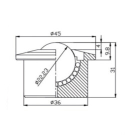 Ball Transfer Unit, 22.23 mm, with flange, for heavy load