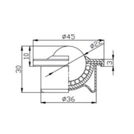 Kogelrol (kogelpot), 22 mm, met flens en Nylon kogel