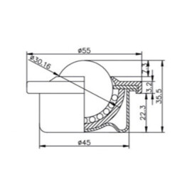 Kogelrol (kogelpot), 30.16 mm, met flens en Nylon kogel