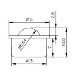 Kogelrol (kogelpot), 8.64 mm, met flens en Nylon kogel