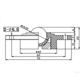 Kogelrol (kogelpot), 19.05 mm, met bevestigingsgaten, flens en Nylon kogel