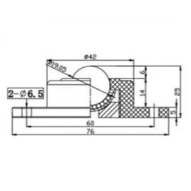 Kugelrolle, 19.05 mm, mit Befestigungsbohrungen und Nylon Kugel