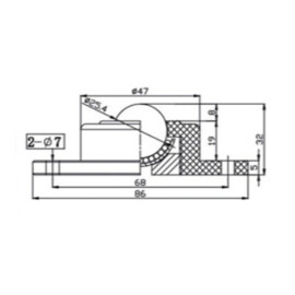 Kugelrolle, 25.4 mm, mit Befestigungsbohrungen und Nylon Kugel