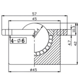 Kugelrolle, 25.4 mm, mit Befestigungsbohrungen und Flansch