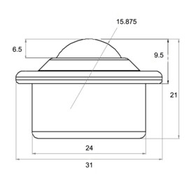 Ball Transfer Unit, 15.875 mm, with flange and a Nylon ball