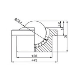 Schwerlast-Kugelrolle, 25.4 mm, mit Flansch, für schwere lasten, alles aus Edelstahl