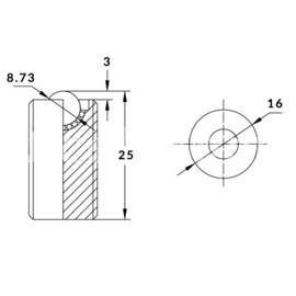 Ball roller, full thread, stainless steel, M16