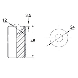 Ball transfer unit, full thread, hardened steel, M24