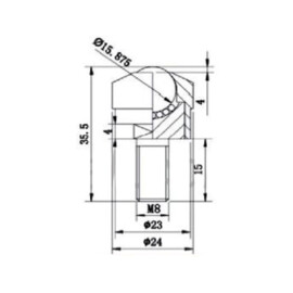 Kugelrolle, 15,875 mm, mit M8-Gewindeende, komplett aus Nylon