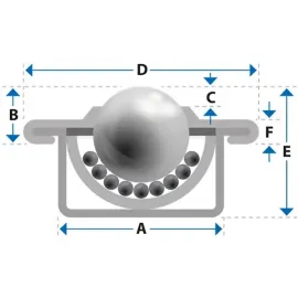 Kogelrol (kogelpot), 15 mm, met flens en POM kogel, Omnitrack