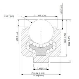 Kugelrolle, 12.7 mm, für Einbaumontage, Omnitrack