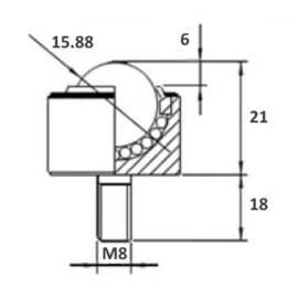 Schwerlast-Kugelrolle, 15.875 mm, mit M8 Gewindezapfen, für schwere lasten
